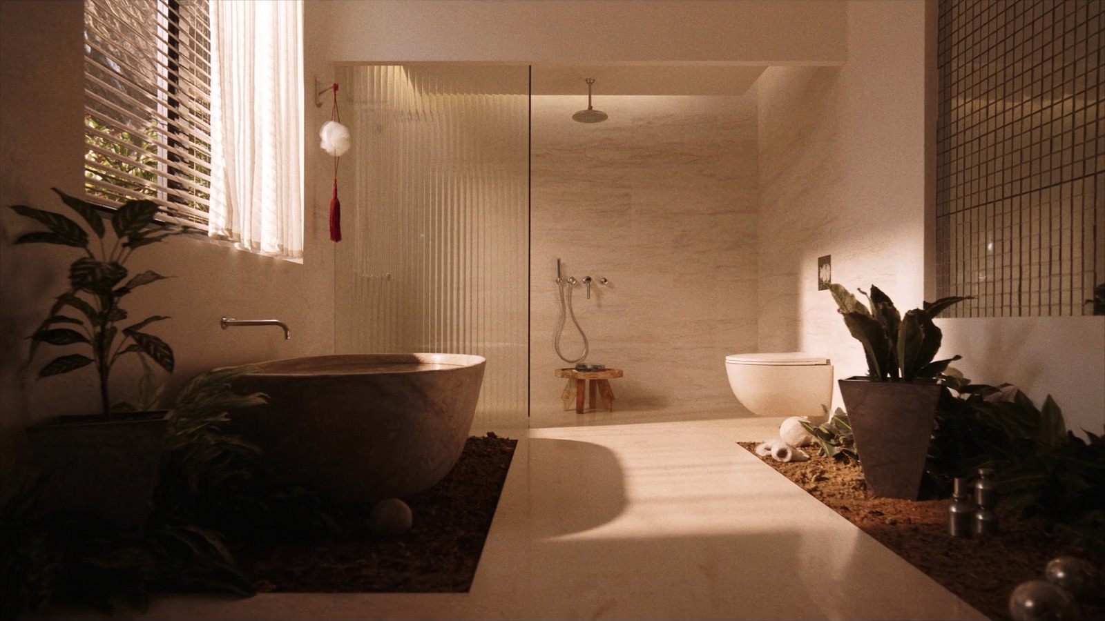 Spa-like master bathroom with freestanding bath and walk-in shower