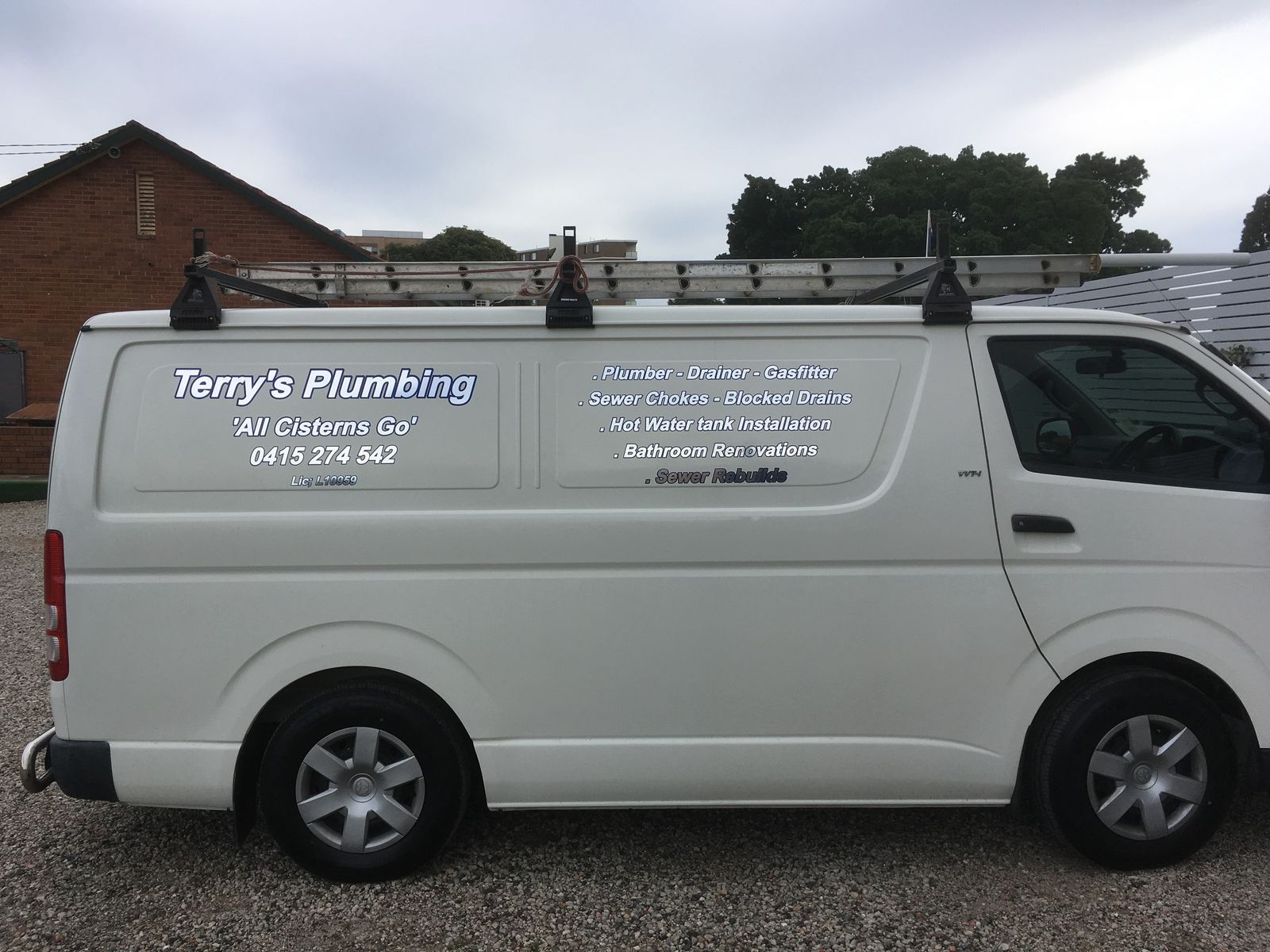 Terry's Plumbing van - 'All Cisterns Go', Lic L10959, 0415 274 542
